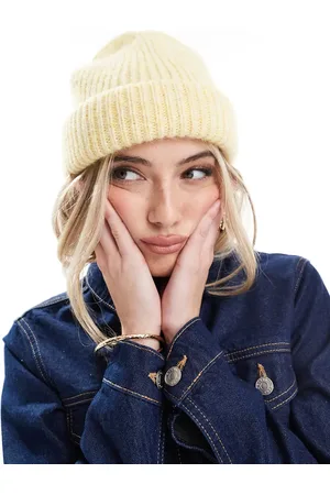 ASOS Beanie with wool rib in yellow