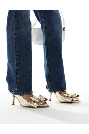 ASOS Sapphire bow detail mid heeled shoes in