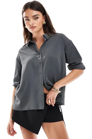 Pieces® Oversized boxy shirt in magnet