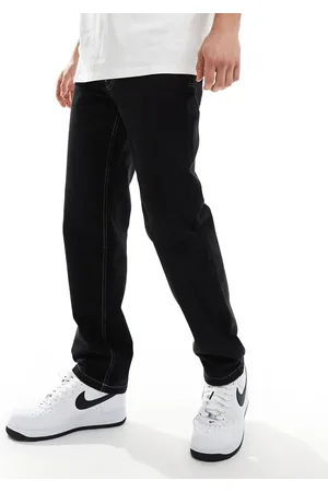 ASOS Straight leg carpenter trousers with contrast stitch in