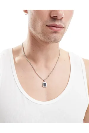 ASOS Necklace with square black stone pendant in tone