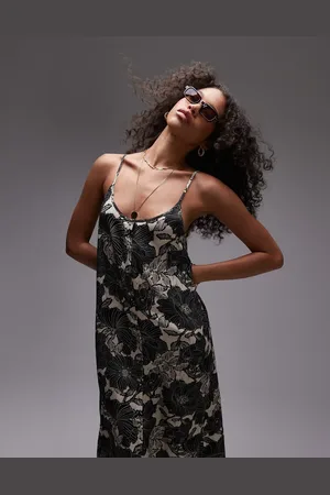 Topshop Button down cami knee length in mono floral