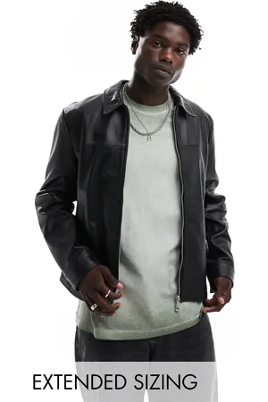 ASOS Premium real leather harrington jacket in