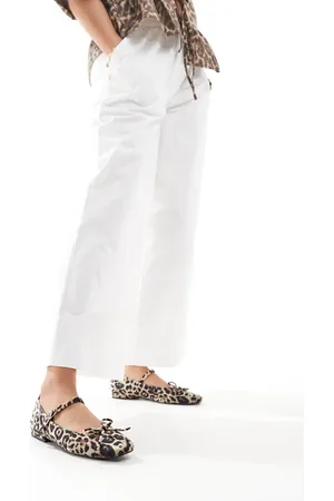 Public Desire Kandi bow ballet flats with strap in leopard velvet