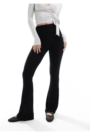 Miss Selfridge Low rise deep fold over waistband flare legging in