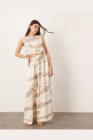 ASOS Super wide leg trouser with elastic waist co-ord in abstract print