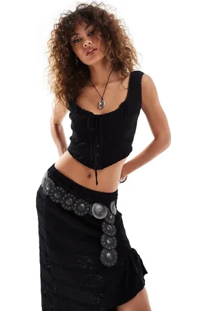 Bailey Rose Lace up corset top in tecture co-ord