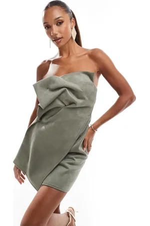ASOS Faux suede manipulated tuck mini dress in