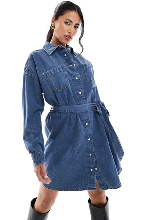 River Island Belted mini shirt dress in