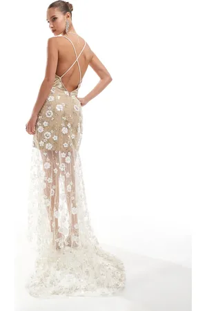 ELLIATT Retusa Semi Sheer Gown in Tan