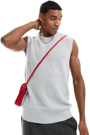 Brave Soul Knitted crew neck vest in ecru marl
