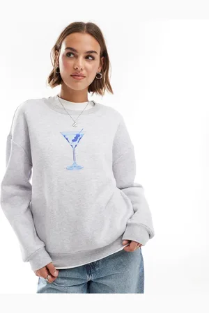 ASOS Oversized sweatshirt with drink graphic in marl