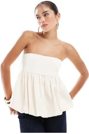 ASOS Bubble hem bandeau in ponte in cream