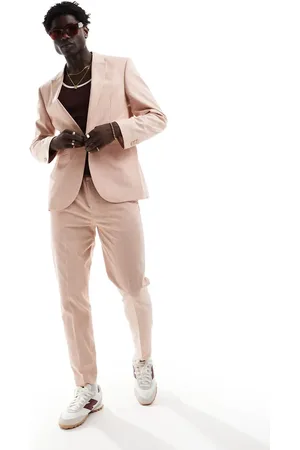 ASOS Tapered with linen pull on suit trouser in