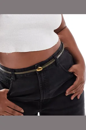 ASOS ASOS DESIGN CURVE domed skinny waist and hip belt in khaki