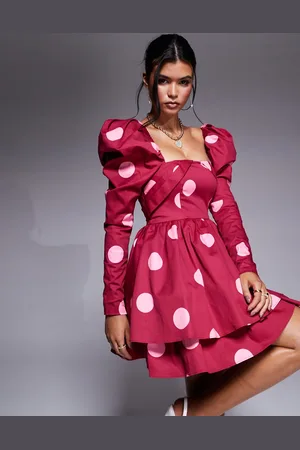 ASOS Cotton sateen structured skater mini dress in polka dot print
