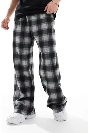 Pull&Bear Wide leg skate checked trouser in