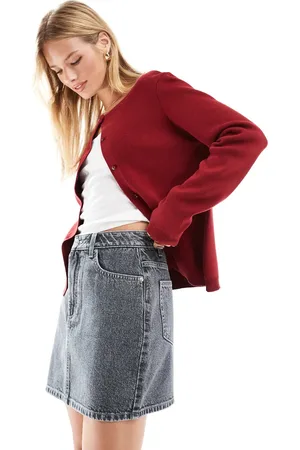 ASOS Denim high waisted mini skirt in