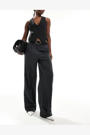 VERO MODA Tailored wide leg dad trousers in phantom pinstripe