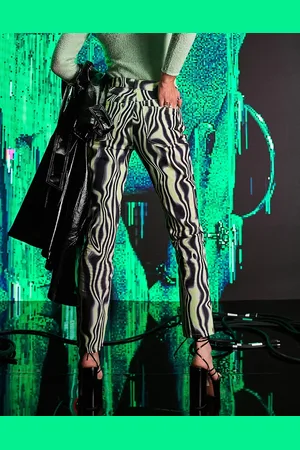 ASOS Mid rise straight jean in green swirl print