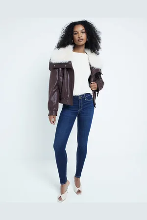 River Island Denim mid rise molly sculpted jeans in denim - dark