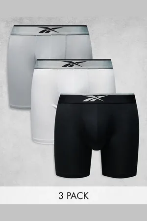 Reebok 3 pack Mack Sports Trunks in /White/Grey Marl