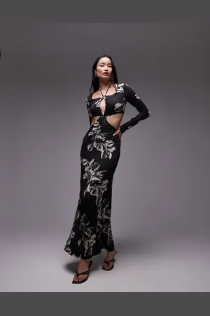 AllSaints Cynthia cut out maxi dress in print