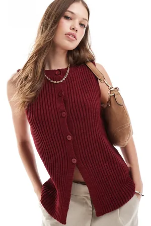 ASOS Knitted waistcoat in burgundy