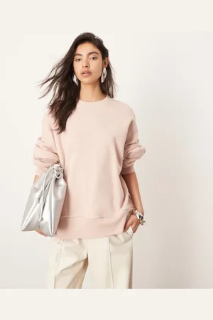 ASOS Premium heavy weight sweatshirt with seam detailing in faded pink