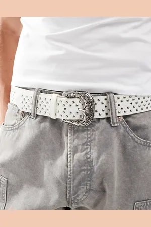 ASOS Faux leather belt with western buckle and studs in