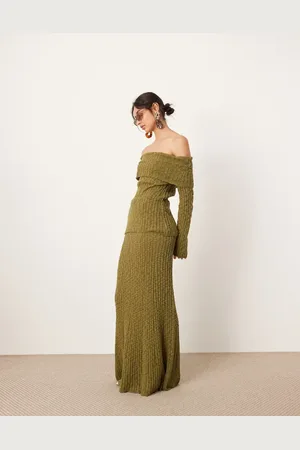 ASOS Knitted full maxi skirt co-ord in green