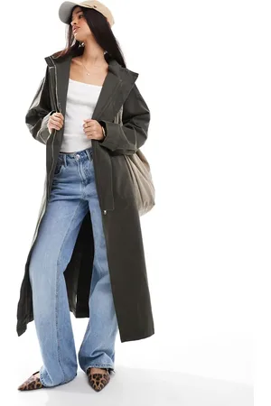 ASOS Denim parka coat in khaki wash