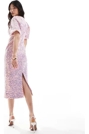 Y.A.S Textured iridescent sequin midaxi tea dress in