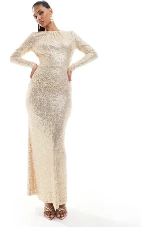 Jaded Rose Long sleeve sequin maxi dress in