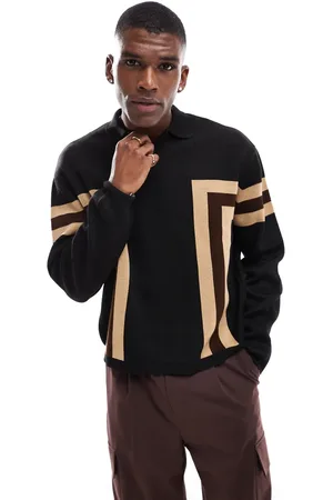 ASOS Knitted oversized boxy polo with panelling