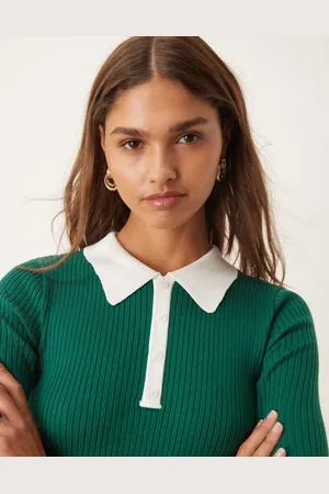 Y.A.S Contrast collar knitted polo in