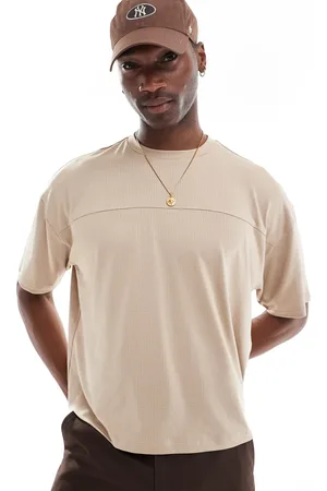 ASOS Oversized boxy t-shirt with sports feel in beige