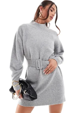 & OTHER STORIES Wool knitted mini dress with bow scarf detail in