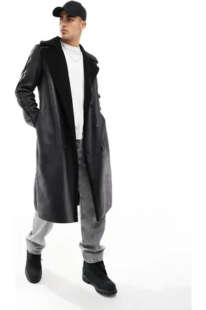 ASOS Faux leather trench coat with borg lining in