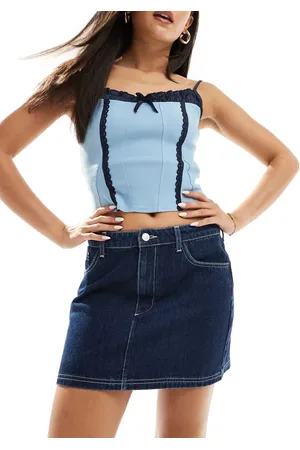 ASOS Denim high waist mini skirt in indigo