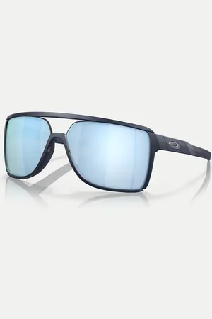 Oakley Castel rectangle polarised sunglasses in with mirrored lens in matte translucent