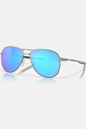 Oakley Contrail oval sunglasses in with blue mirrored lens in satin chrome