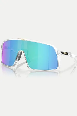 Oakley Sutro shield sunglasses in transparent with blue mirrored lens in
