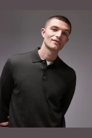 ARKET Merino wool knitted long sleeve polo shirt in