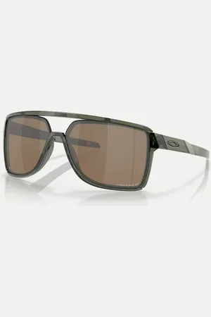 Oakley Castel rectangle polarised sunglasses in with brown mirrored lens in olive ink