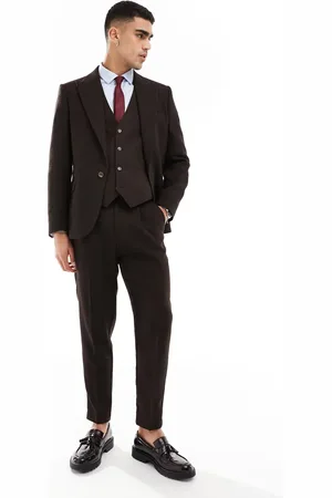 ASOS Tapered wool blend suit trousers in twill