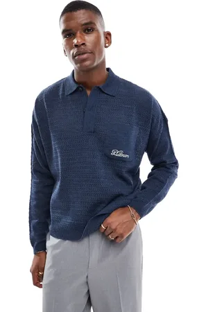 ASOS Lightweight knitted oversized boxy polo with embroidery in