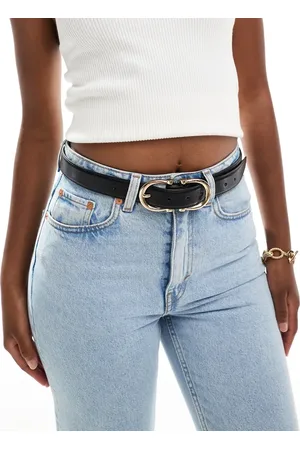 ASOS Waist and hip jeans belt with double half moon buckle in