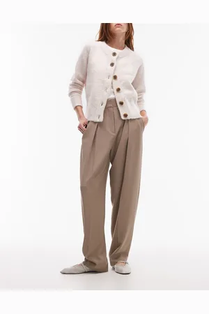 & OTHER STORIES Tailored tapered leg trousers with front pleat detail in mole
