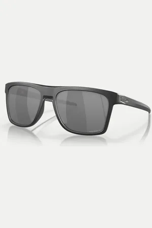 Oakley Leffingwell rectangle polarised sunglasses in with grey mirrored lens in matte ink